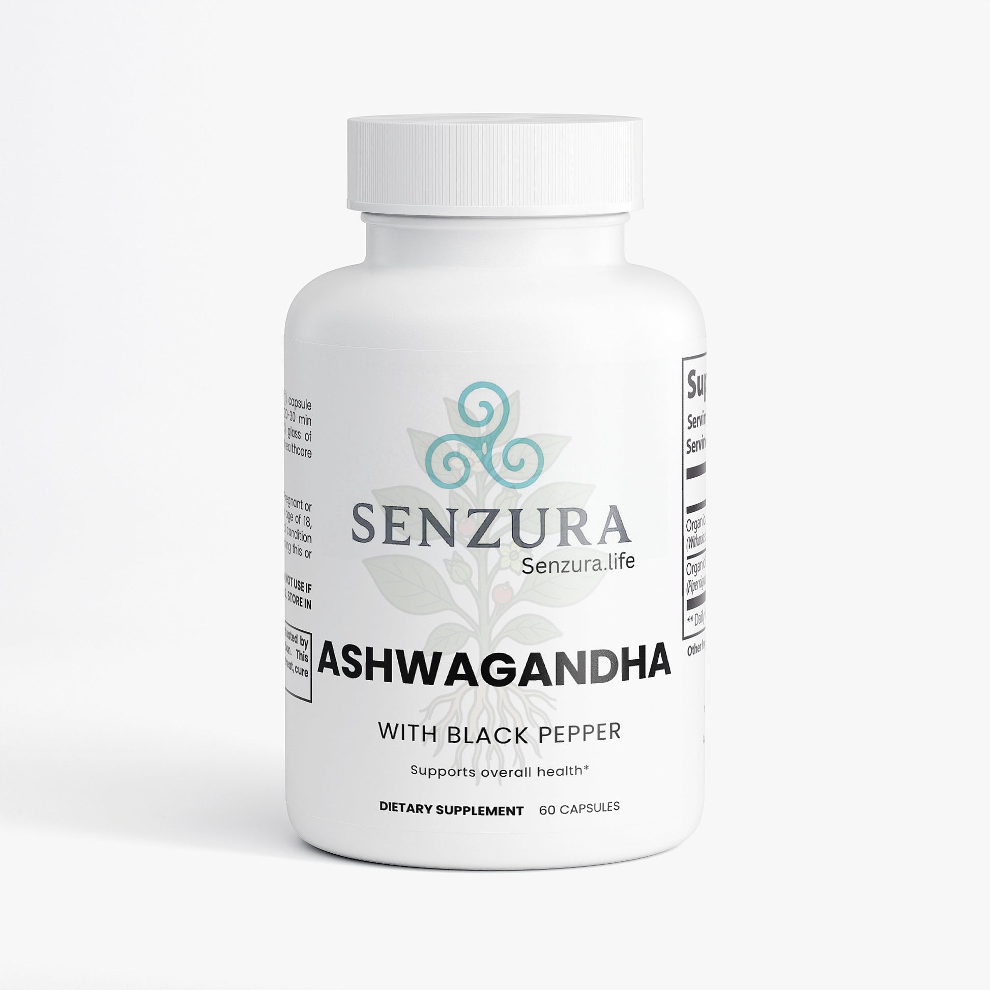 Senzura Adaptogen+ Organic Ashwagandha Bottle – Stress Relief & Energy Support