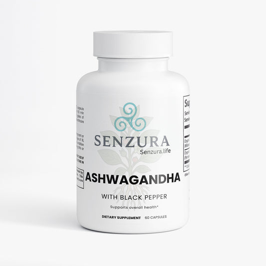Senzura Adaptogen+ Organic Ashwagandha Bottle – Stress Relief & Energy Support