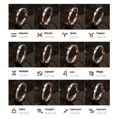 Simple Twelve Constellation Open Ring Single Exclusive Ring