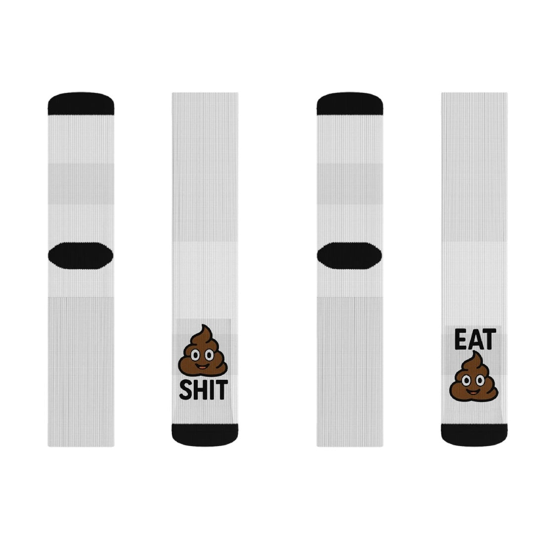 Funny Sublimation Socks with Cute 'Shit' Design